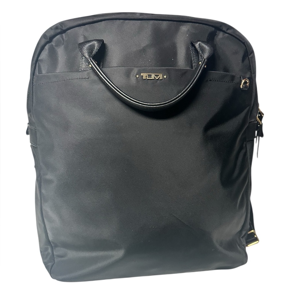 Tumi Black Backpack with Gold Accents